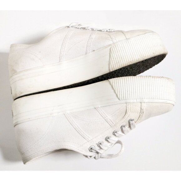 Unisex White Platform Canvas Trainers 👟 SUPERGA - Picture 6 of 8